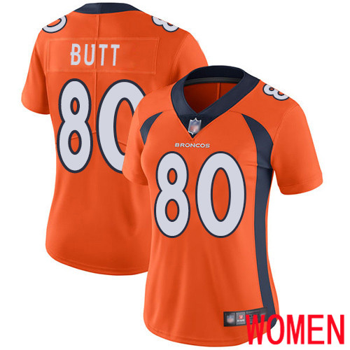 Women Denver Broncos #80 Jake Butt Orange Team Color Vapor Untouchable Limited Player Football NFL Jersey